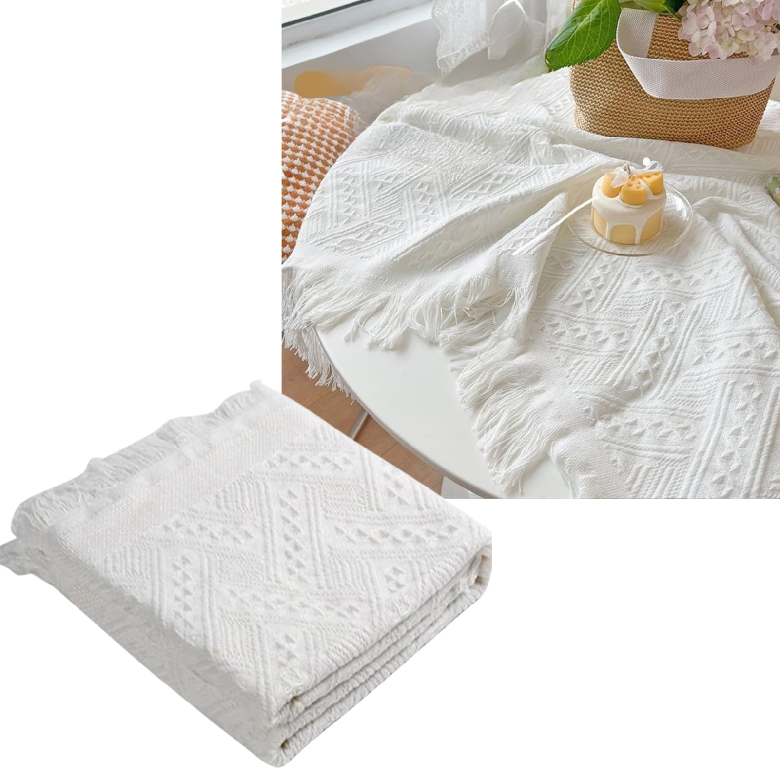 

Sunny Glow Fabric Picnic Sheet Picnic Mat Stylish Foldable Person Lightweight Compact Picnic Mat White x 1-4 (90cm 90cm)