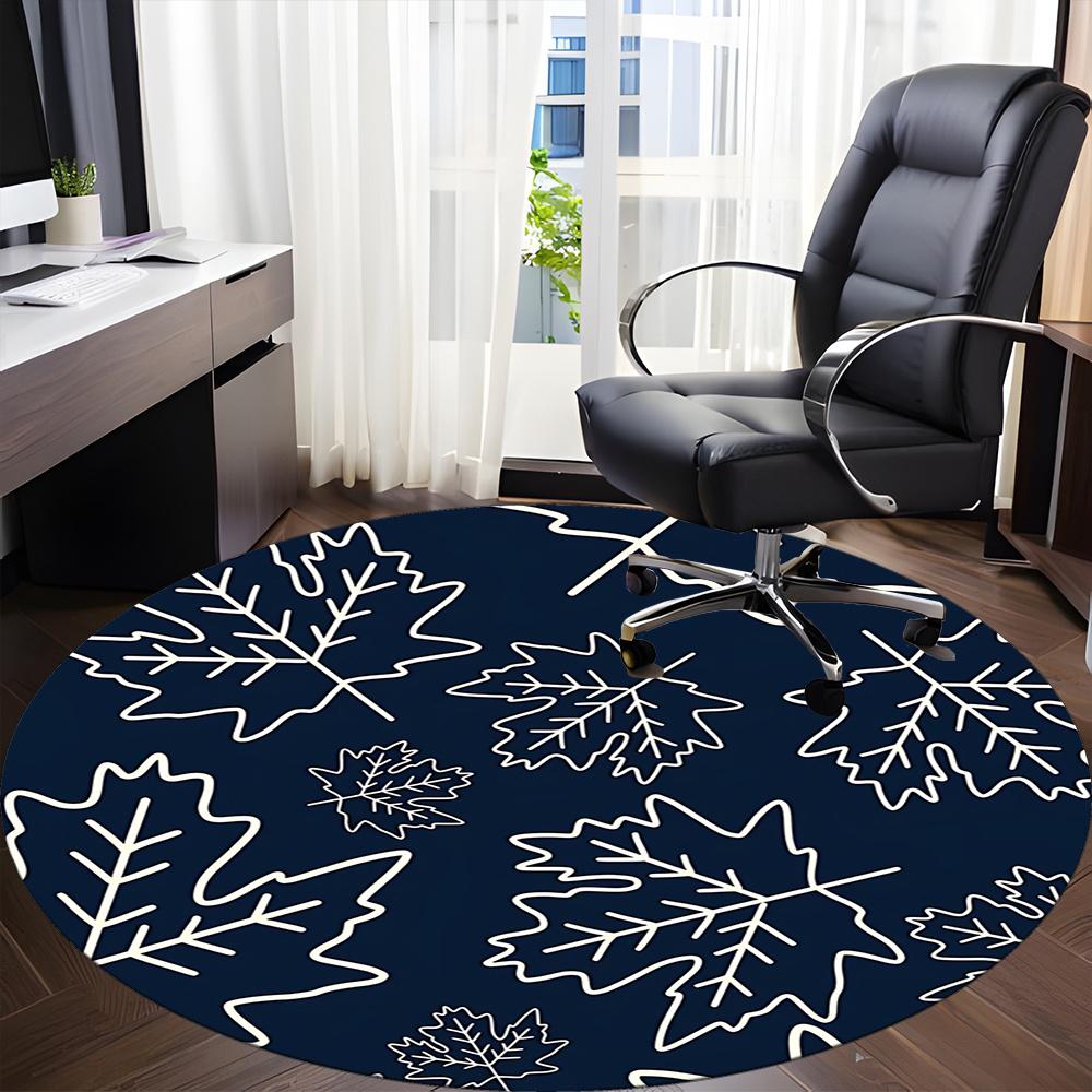 1pc Autumn Leaves Office Round Area Rug, Indoor Mat Suitable ForOffice, Under Office Chairs Bedroom Living Room Home Decor, Room Decot055