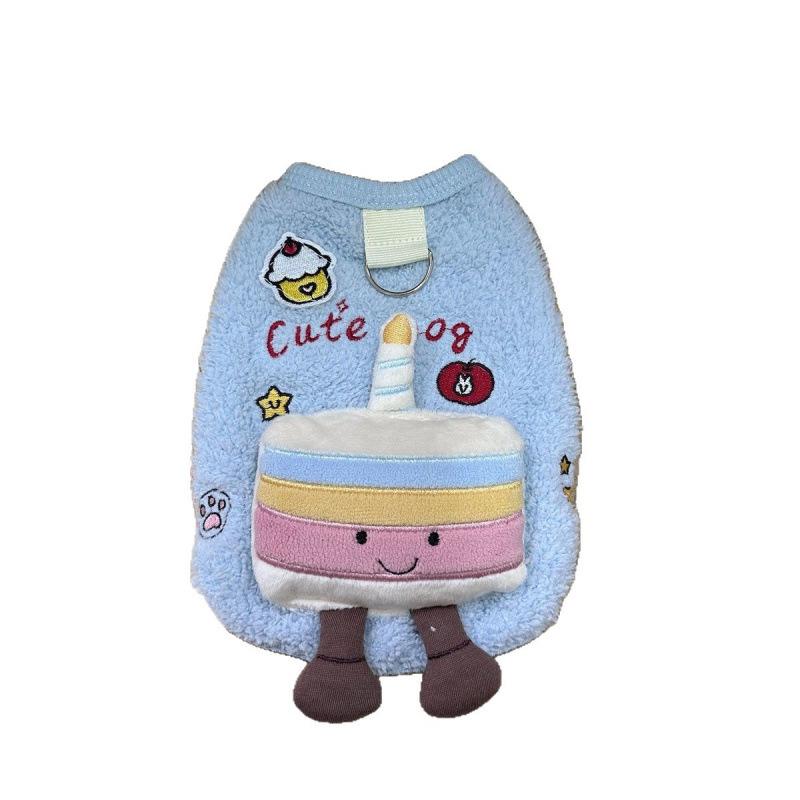 Autumn and winter warm cat super cute clothes cold cute three-dimensional doll traction buckle pet warm thickened bipod