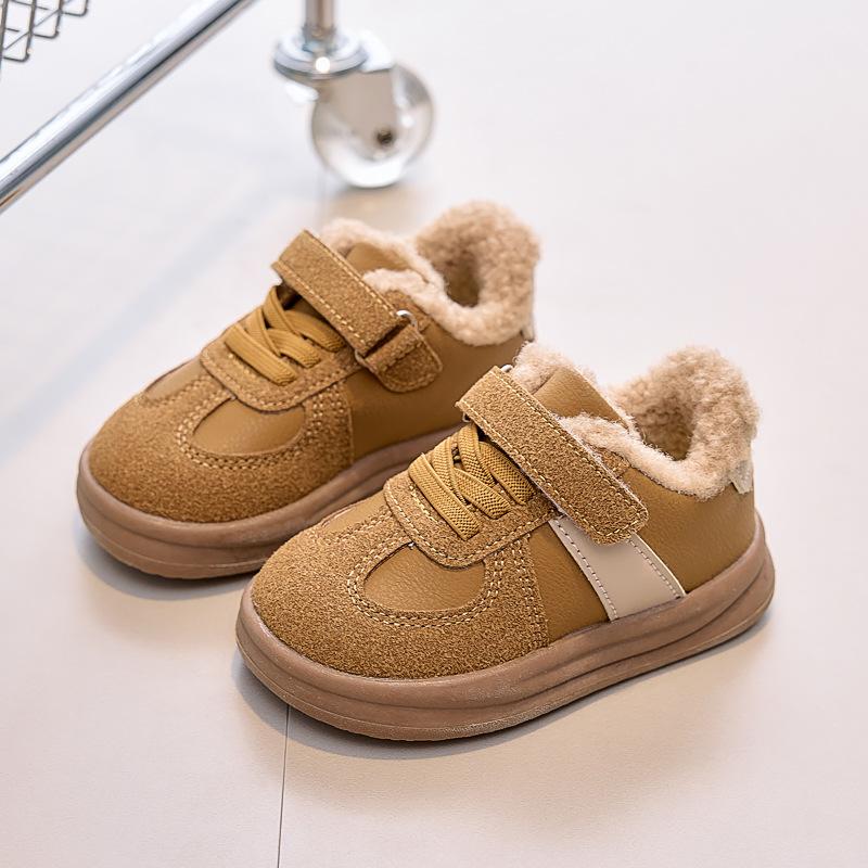 New winter casual fleece-lined sneakers for boys and girls, fashionable and warm cotton shoes, versatile children's shoes, popular model