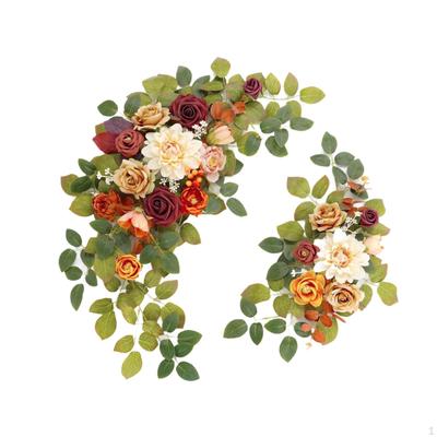 2Pcs Wedding Arch Flowers,Artificial Floral Swags Welcome Signs Backdrop Door Wreaths Silk Flowers