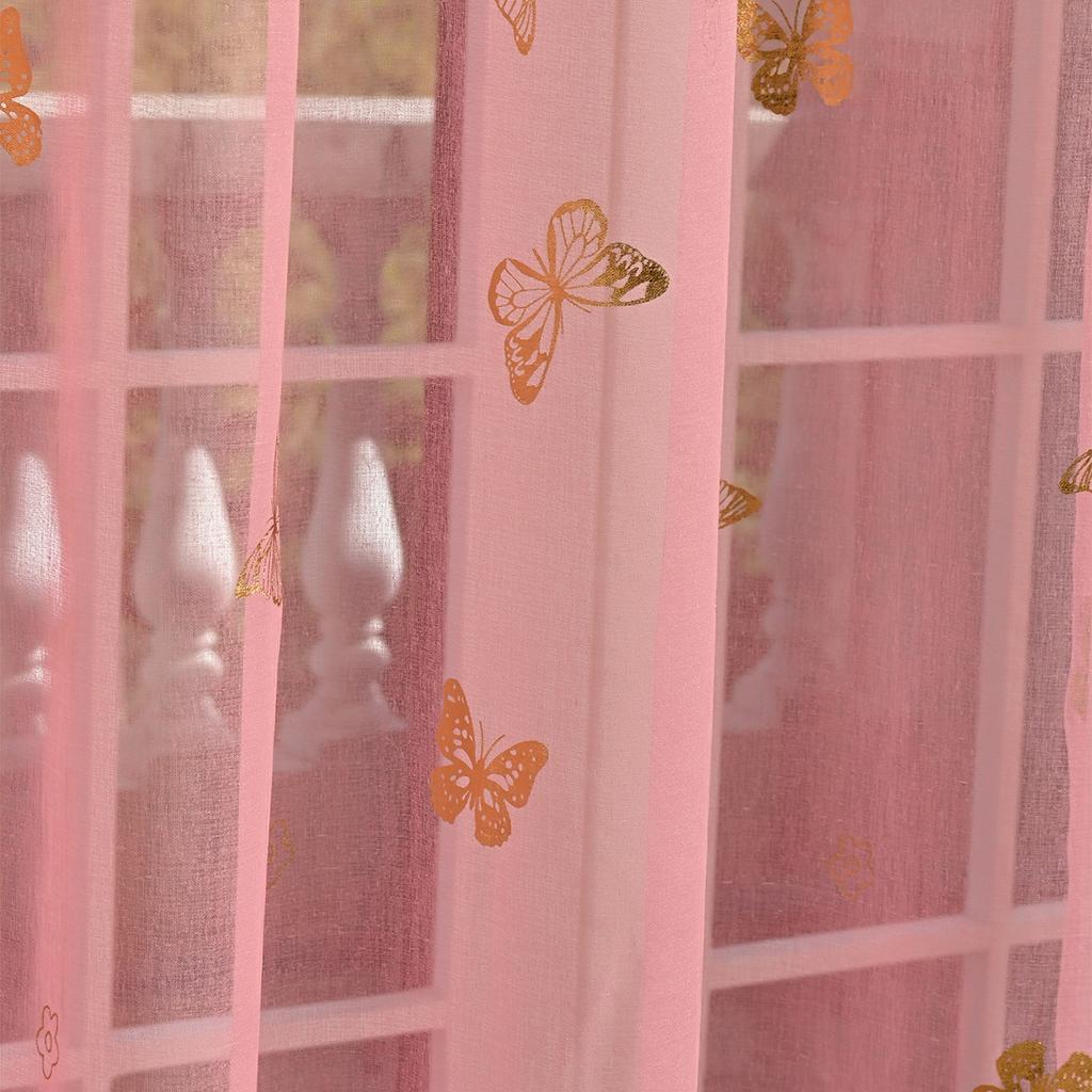 Full Dolly Bronzing Butterfly Punched Window Screen Finished Curtain