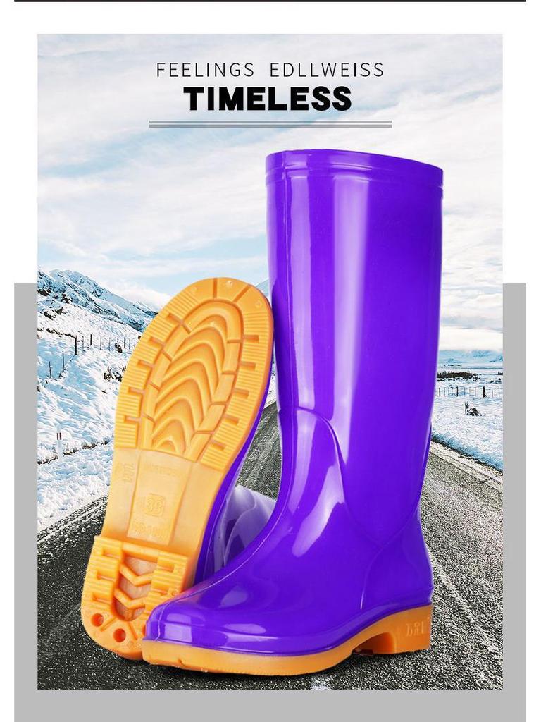 Dámské fleecem podšité protiskluzové nepromokavé gumové holínky s vysokým svrškem