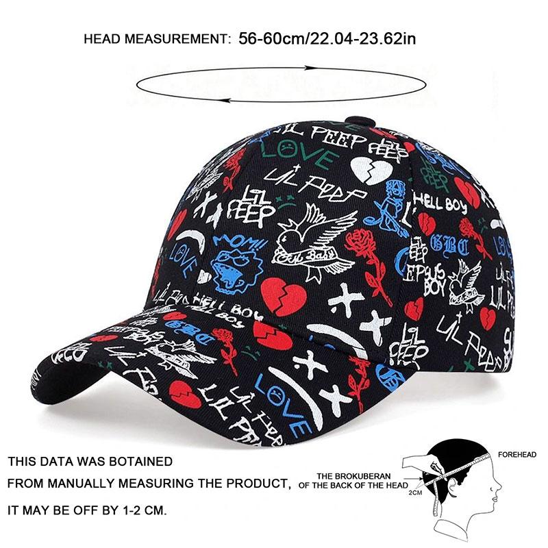 Unisex Personality Graffiti Print Adjustable Hip Hop Baseball Hat Golf Caps Spring Autumn Outdoor Leisure Hats Travel Accessories for Women Men