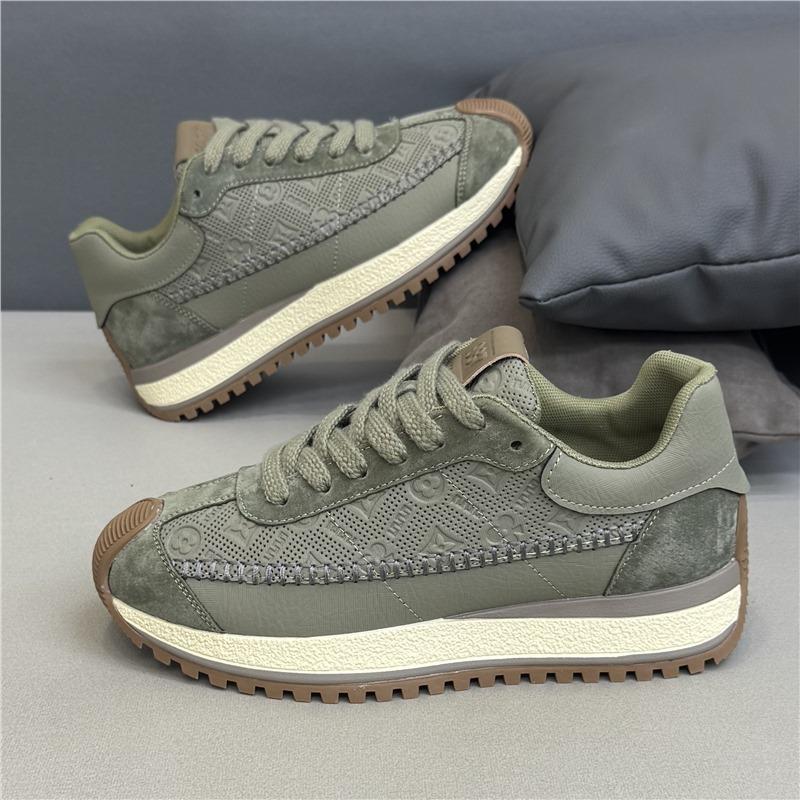 

Autumn leather sports casual shoes lightweight soft-soled Forrest Gump shoes bc 38 зеленые хаки