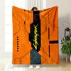 Geometric, Tech-inspired Orange Background with Bold "Cyberpunk 2077" Text. for All Seasons Blanket Lunch Break Throw Gift