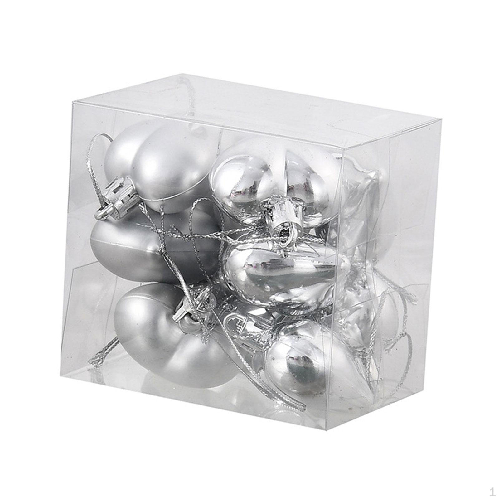 

12 елочных шаров в форме сердца для праздничных случаев серебряный