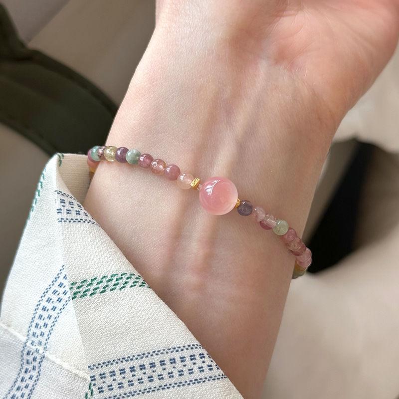 

2025 Women s Washable Natural Beaded Heart Bracelet, Elastic & Stackable