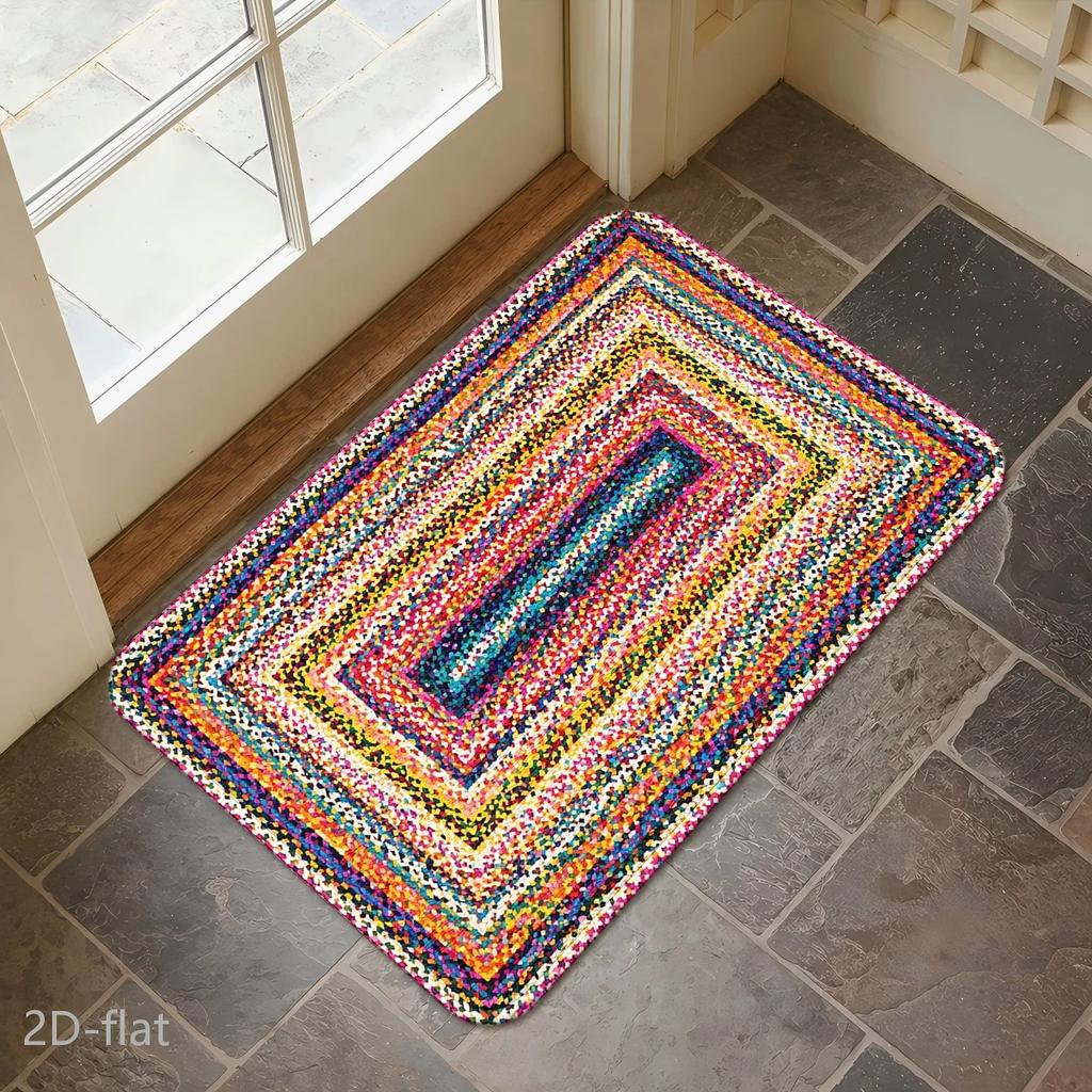 1pc Modern Braided Rug Suitable for Indoor/Outdoor Use, Machine-Washable with Braided Mat, Rectangular Entryway Rug Suitable f