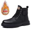 Winter cotton boots Martin boots men's retro style high-top cotton shoes men's velvet leather shoes warm snow boots