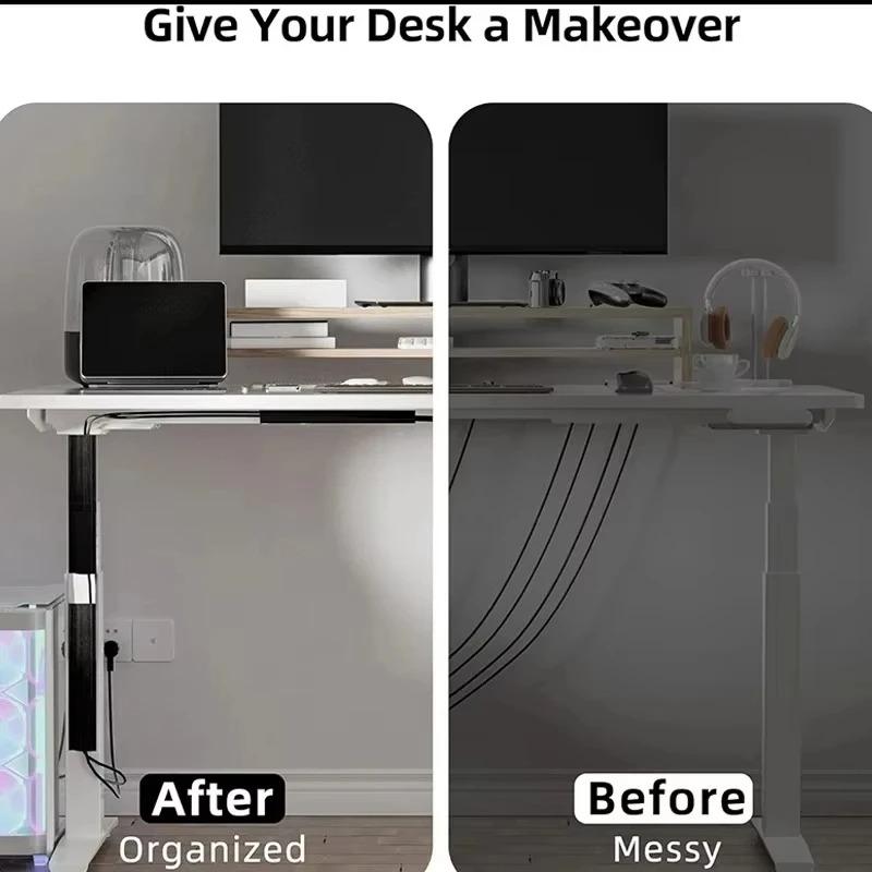 1PC PVC Channel Under Desk Cable Management Tray Organizer Power Cord Wire Hider Strip Protecter No Drilling Cable Raceway