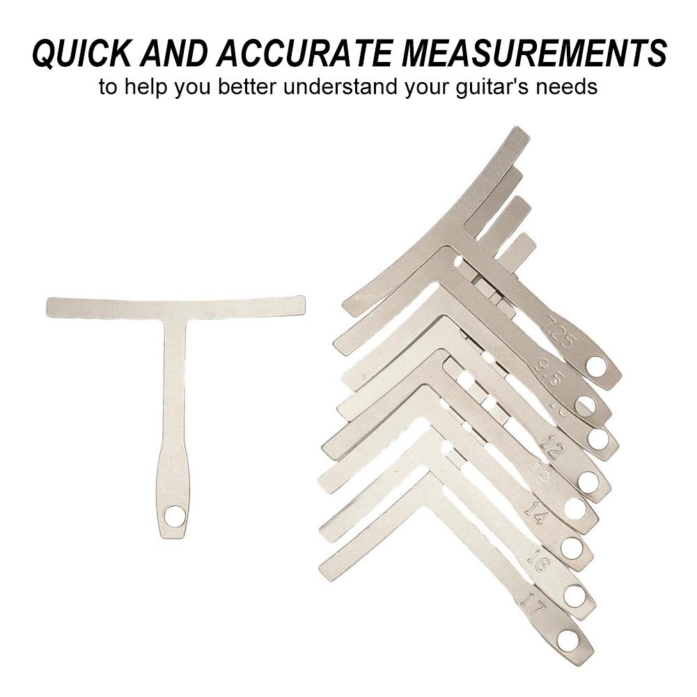 Riglă pentru înălțimea corzilor de chitară, set de rigle în formă de T pentru chitară, din plastic, din oțel inoxidabil