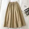 2025 Hong Kong Style Pure Cotton Midi Skirt: Solid Color, Korean-Inspired, Slimming, Versatile, Loose Fit for Summer