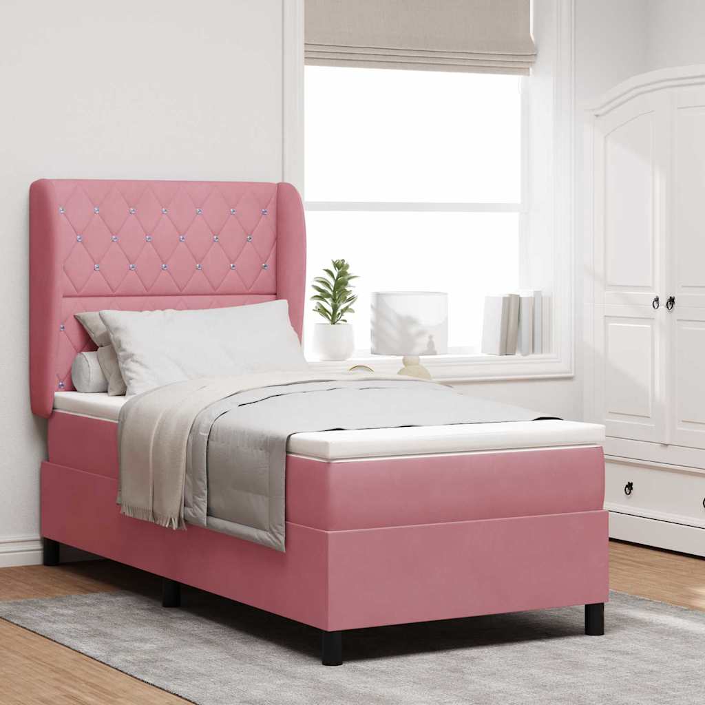 Boxspring bed with headboard Pink 200 x 100 cm Velvet