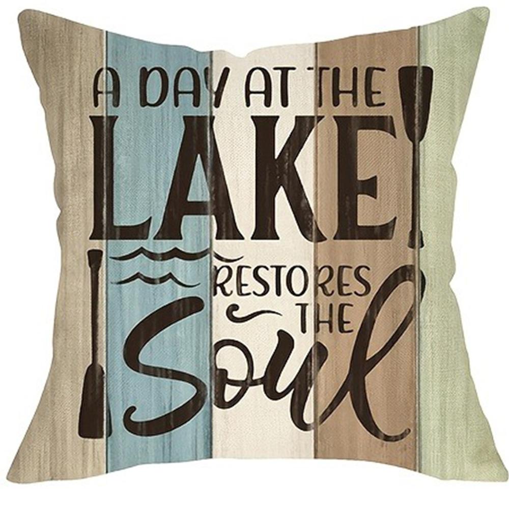 Lake Themed Pillow Cases - “Relax You’re on Lake Time” DecorLiving room sofa cushion cover, bedroom room decoration 16x16Inch