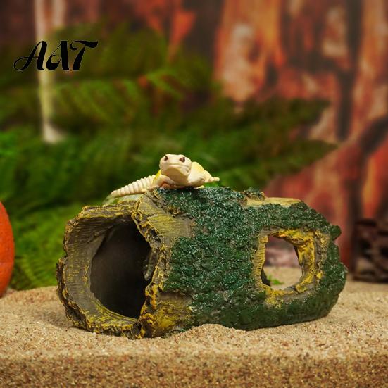 Nicht verblassende Aquarium-Dekoration Verrotteter Baum Reptilienversteck, Loch Aquarium Fische Garnelen PVC-Ornament Versteckhöhle, Gecko-Unterschlupf für Terrarien-Dekoration