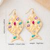 Metal Inlaid Hammered Pattern Fish Earrings Are Suitable for Women To Wear High-end Earrings for Daily Vacations
