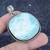 Natural Larimar Gemstone Handmade 925 Sterling Silver Jewelry Pendant 2.05" K6G21