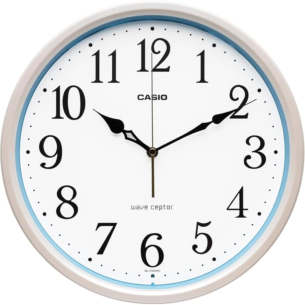 CASIO Wall Clock, Radio-Controlled Analog Clock with Nighttime Second Hand Stop, Pearl White, IQ-...