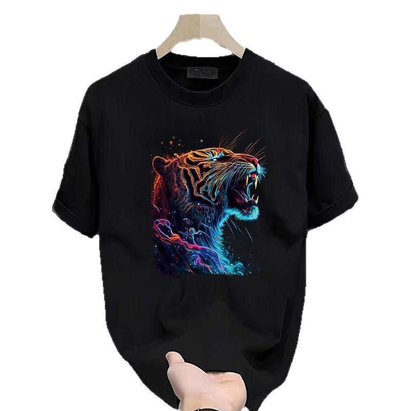 Trendy Brand Short-Sleeved Pure Cotton Men'S Printed T-Shirt Trendy Men'S And Women'S Versatile Round Neck T-Shirt Men'S