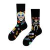 Trendy Asymmetric Mandarin Duck Cotton Socks - Skull Design, Medium-High Tube, for Couples