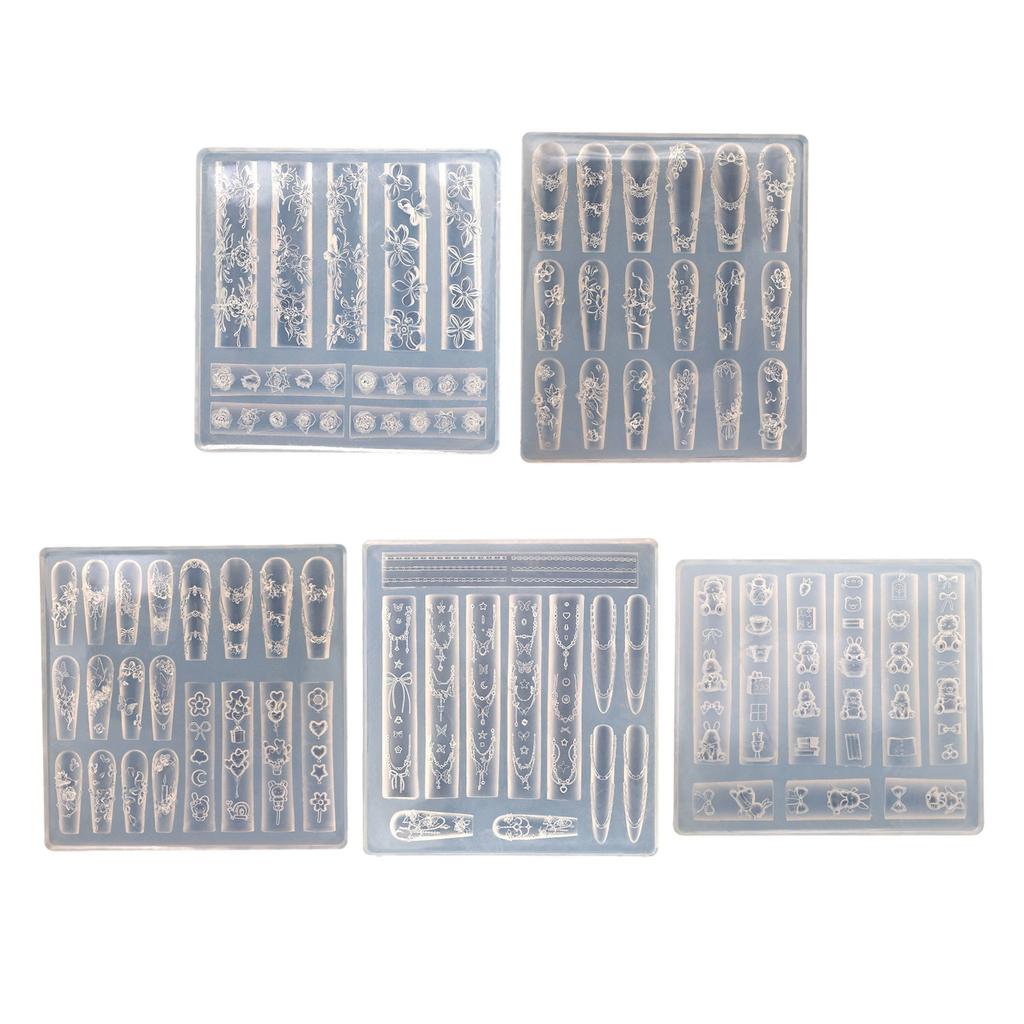 Multipurpose Nail Art Silicone Mould for 3D Designs Butterfly Flower Moon Patterns Portable for Acrylic Craft Supplies