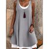 Rochie de vară pentru femei, rochie solidă, casual, fără mâneci, falsă, din două piese, vrac, rochie de birou cu gât O, petrecere pe plajă și vacanță, nouă