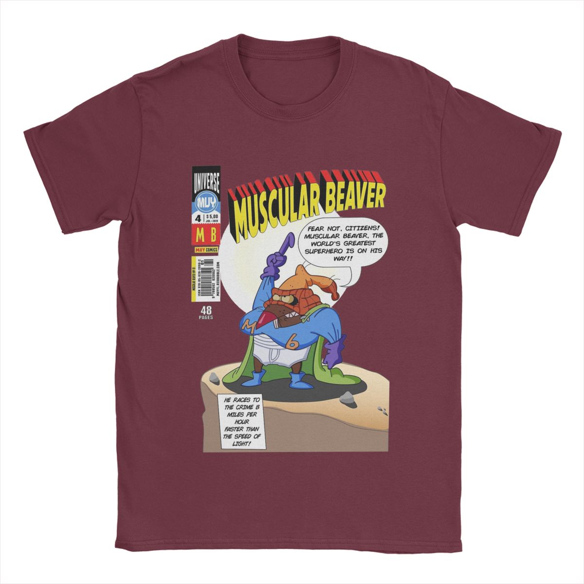 

Винтажная мужская футболка Muscular Angry Beavers с круглым вырезом, 100% хлопок, футболки с коротким рукавом, летняя одежда XXXXXL бордовый