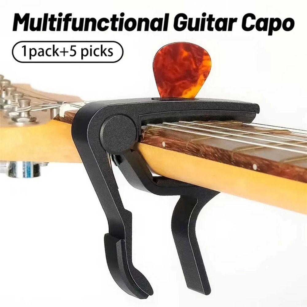 Stable Rubber Padded Guitar Capo Aluminum Zinc Zinc Alloy Guitar Pick Holder  Guitar Accessory