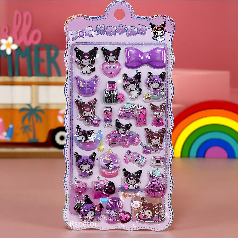 4pcs Cute Sanrio Kuromi My Melody Bubble Stickers Cartoon 3D Relief Puffy Sticker DIY Luggage Notebook Phone Decals Decoration
