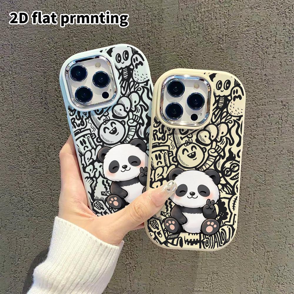 Phone Case: 2D Flat Design Suitable for iPhone 18 17 16 15 14 13 Pro Protective Case, Couple Style, Cute Panda, Christmas and Halloween Gift