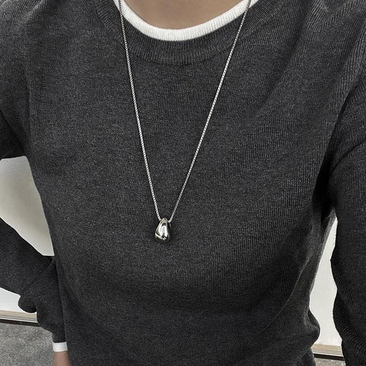 Minimalist style and color retention, adjustable pull-out smooth surface metal water drop necklace, autumn and winter neck chain, sweater chain.
