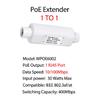 4 Port Outdoor Gigabit PoE Extender, 10/100/1000 Mbps PoE Repeater 100/250 Meter Extend, IEEE802.3af/at 4 PoE Output