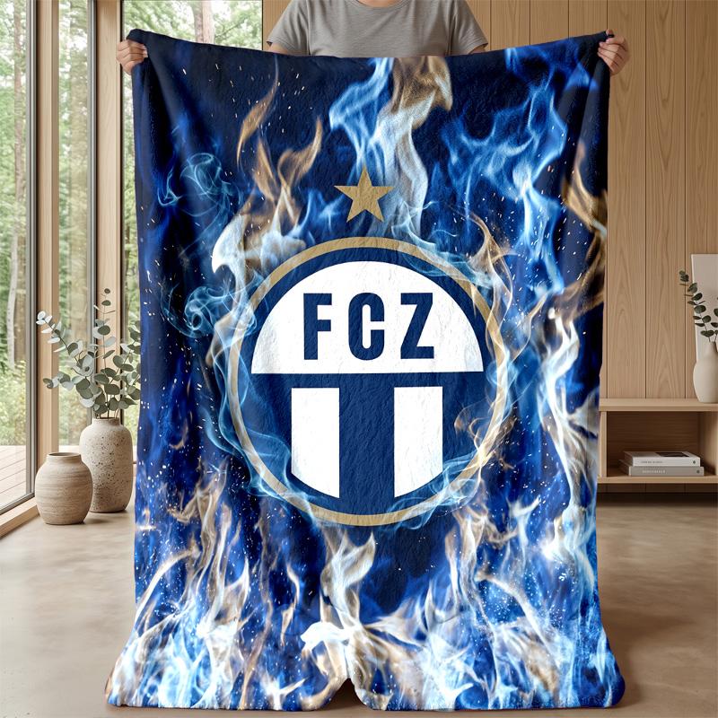 FC Zürich Morbida Coperta in Pile di Flanella Leggera Accogliente Calda Coperta da Lancio per Divano Letto Arredamento per la Casa