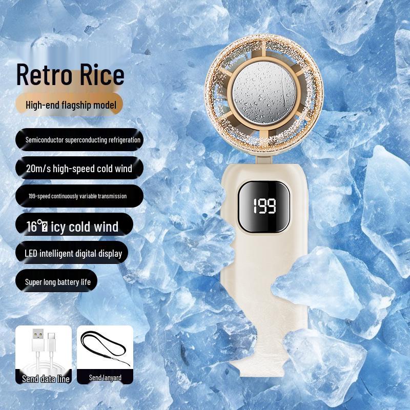 Portable Leafless Mini Fan with Semiconductor Cooling and Ice Pack