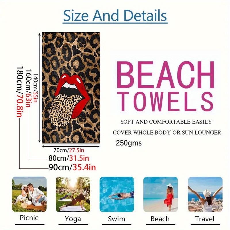 1pc Leopard Lip Print Microfiber Beach Towel - Quick-Dry, Lightweight & Soft, Perfect for Swimming, Gym, Yoga - Ideal Travel
