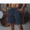 2025 Men's Cotton Linen Drawstring Waist Shorts - Casual European & American Style Beachwear