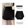 2024 New Autumn/Winter Women's Black High Waist A-Line Midi Skirt with Slit - Slimming, Petite, All-Match Design