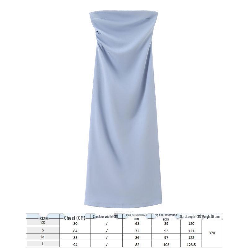 2024 European and American Fashion Black Silk Satin Midi Dress - Round Neck Sleeveless Design
