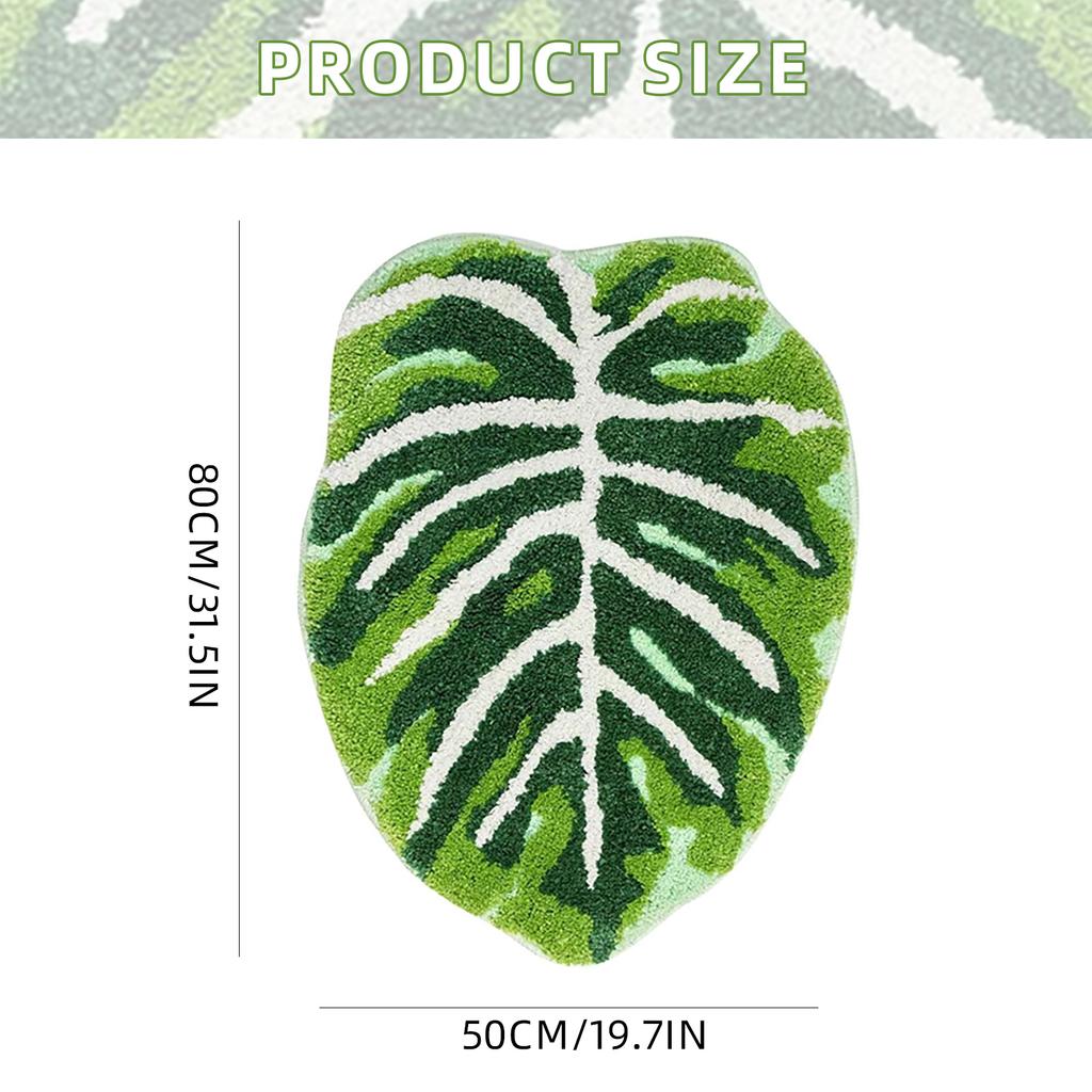 Floor Mat Bathmat Leaf Pattern New Year Christmas Rug for Living Room and Bedroom Polyester Fiber Carpet