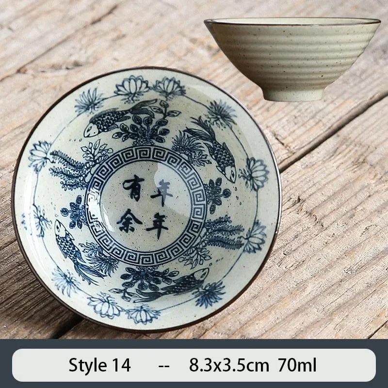 1PCS Chinese Traditional Ceramic Cone Teacup Anti Scaling Handmade Flowers Porcelain Tea Bowl Travel Meditation Cup Tea Set 70ml