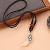 Retro woven dog tooth necklace men's and women's long niche personalized wolf tooth pendant pendant sweater chain accessories