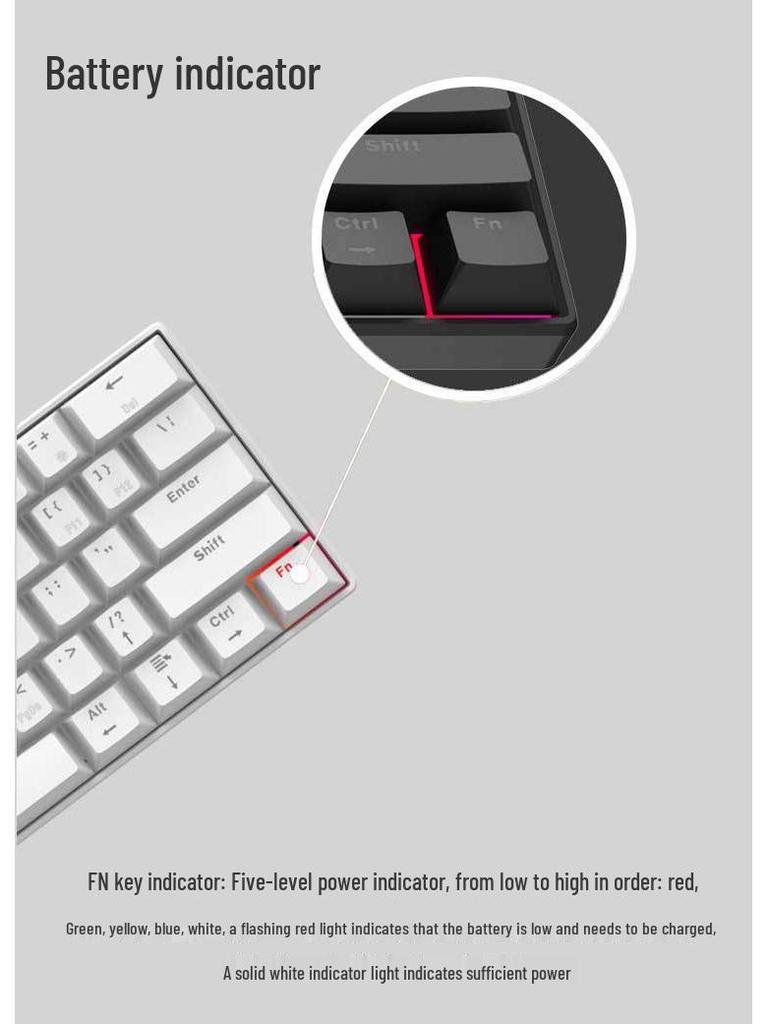 Dual-Mode 61-Key Wireless/Wired Mechanical Keyboard - Compact, Portable, Silent Gaming/Office Design for Girls