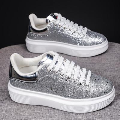 Mode Damen Casual Pailletten Bling Sneaker Modedesigner Laufschuhe Mädchen Sport Schnürschuhe Plateau Klobig Atmungsaktiv Höhe Schuhe