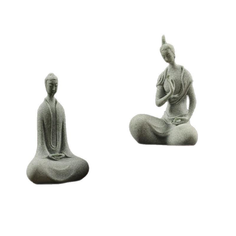 Qing Sha Shi Zen Kuzey Wei Budist Heykeli: Bonsai veya Mikro Peyzaj için Yaratıcı Taş Oymalı Süs.