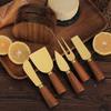 Stainless Steel & Acacia Wood Cheese Knife Set with Storage Base - 6-Piece