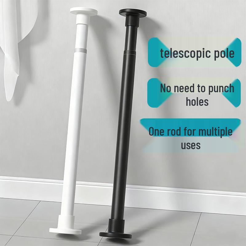 No-Drill Telescopic Clothes Drying and Curtain Rod – Strong Load-Bearing Roman Support for Door and Shower Curtains