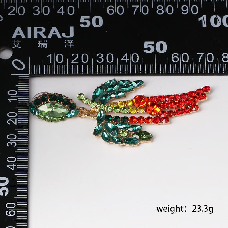 Pinkdudu Chili Pepper & Leaf Earrings Bold Red & Green Rhinestone Studs Fashionable PD1017