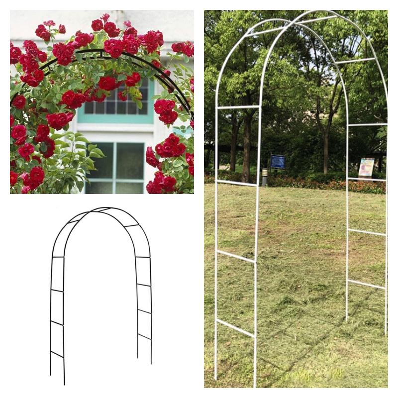 Simple Style Arch Trellis For Climbing Plants Foldable Metal Frame Black/white