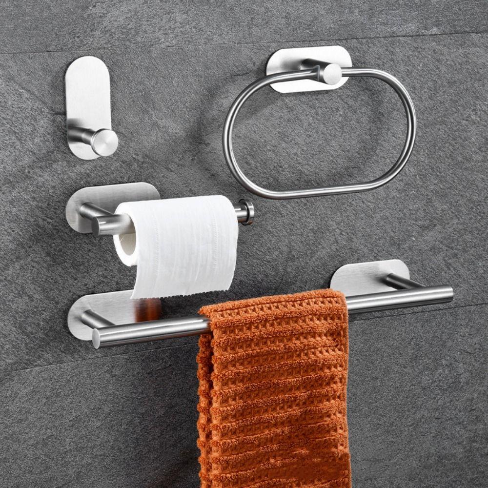 4/5Pcs Stainless Steel Bathroom Hardware Set Anticorrosion Towel Bar Roll Paper Stand  Home Kitchen
